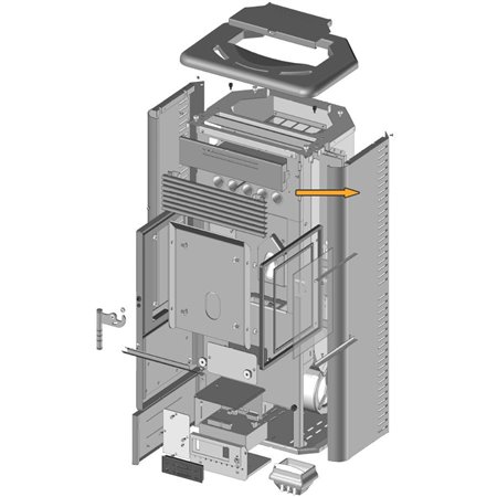 Habillage latéral avant acier pour poêle Paterno Evo