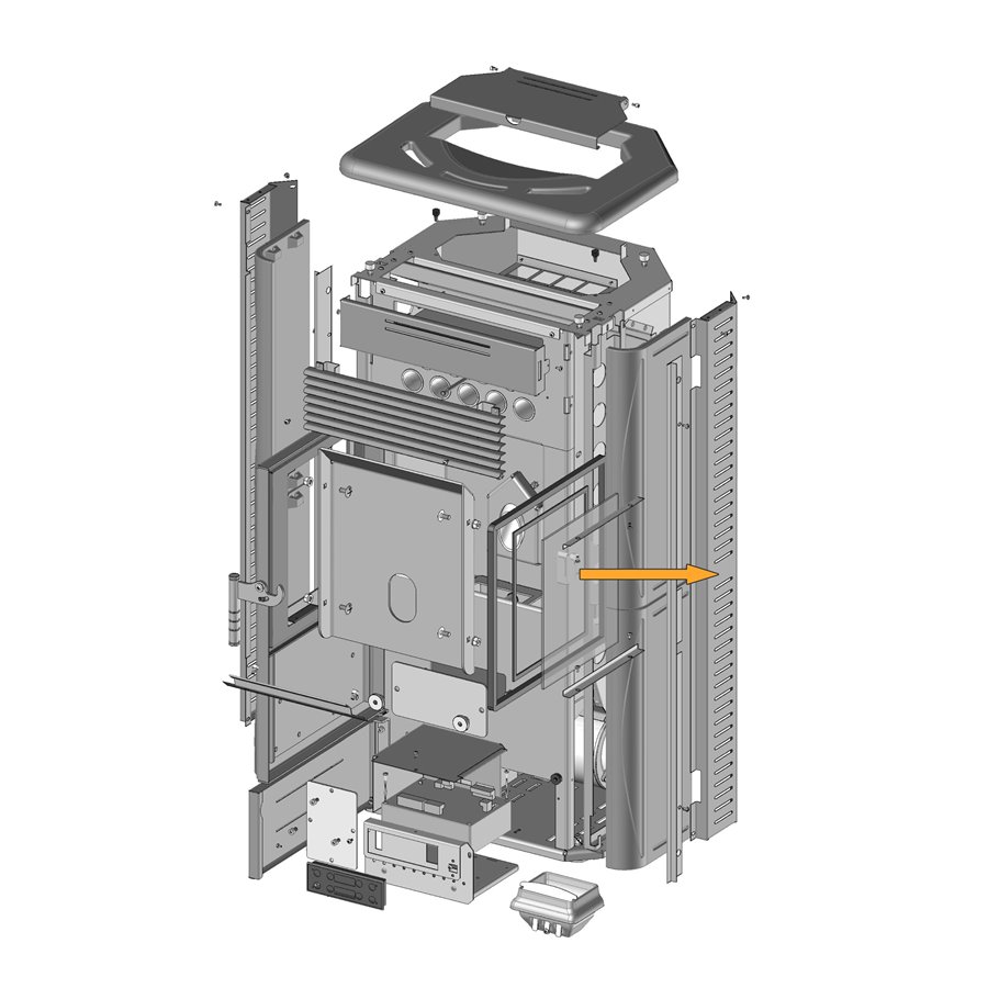 Habillage latéral arrière acier pour poêle Paterno Evo