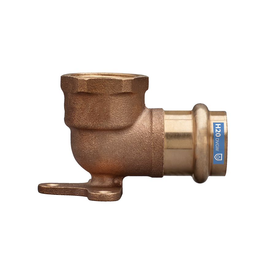 Coude applique bronze 90° F Ø 3/4x22 à sertir - filetage Rp