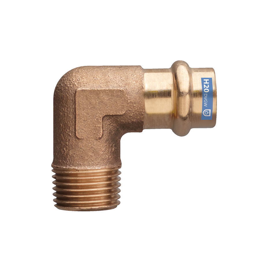 Coude bronze 90° F Ø 1x28 à sertir - filetage R