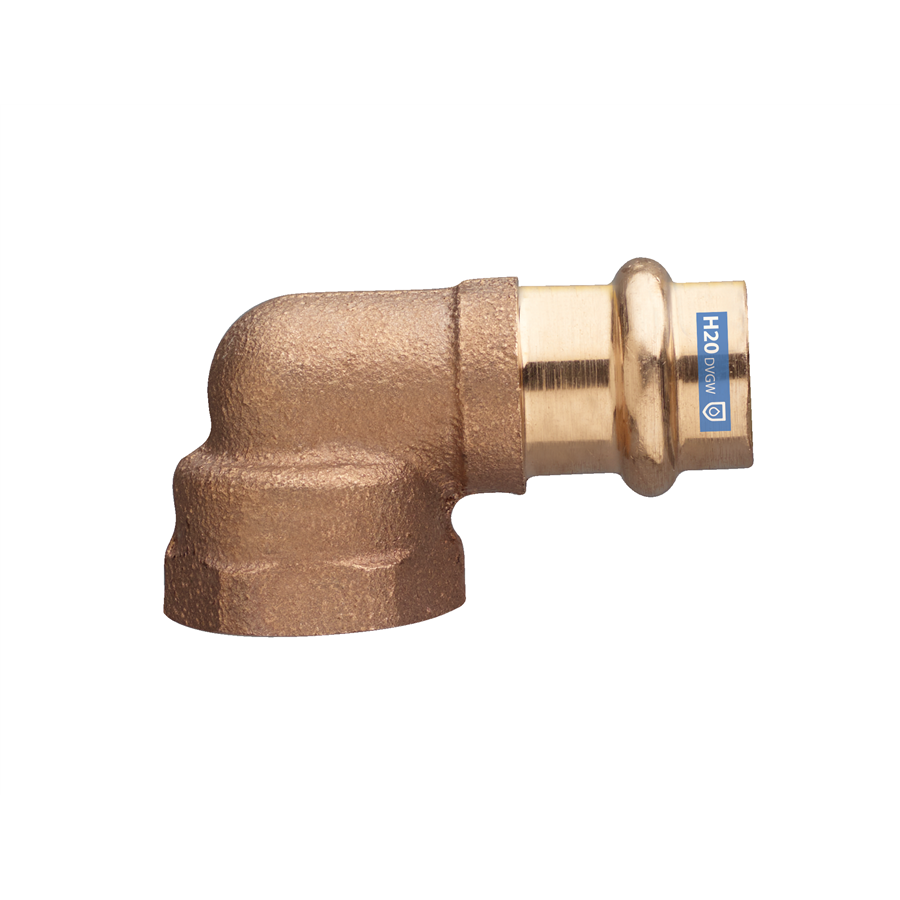 Coude bronze 90° F Ø 1/2x15 à sertir - filetage Rp