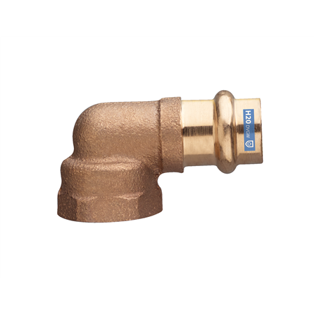 Coude bronze 90° F Ø 3/4x15 à sertir - filetage Rp