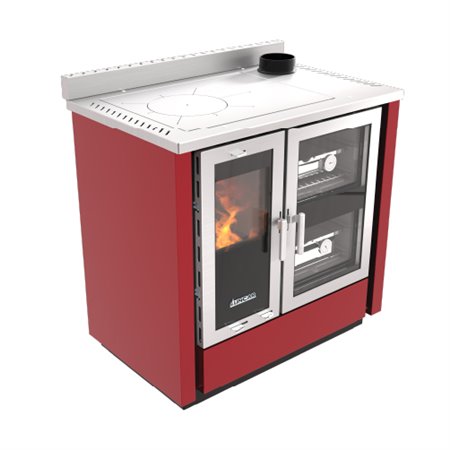 Cuisinière à bois Lincar Fusion Acciaio rouge