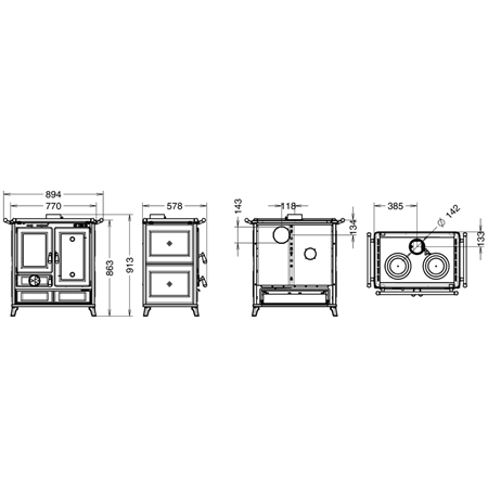 Cuisinière à bois Thermorossi Melissa Evo bordeaux