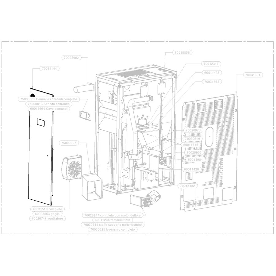 Habillage gauche pour poêle Thermorossi Slimquadro Lumia