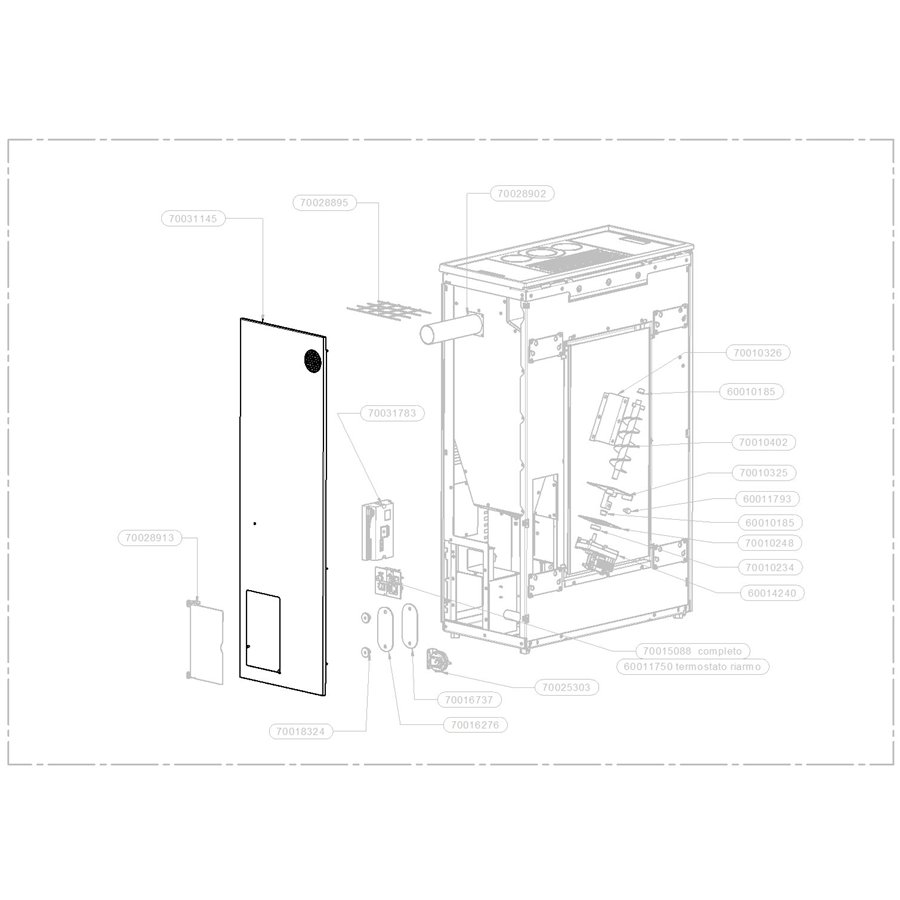 Habillage droit pour poêle Thermorossi Slimquadro Lumia