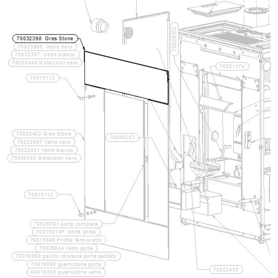 Grès supérieur ou inférieur pour poêle Thermorossi Slimquadro Lumia Stone