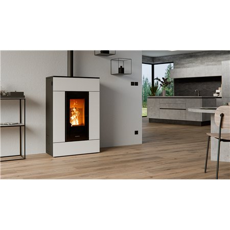 Poêle à pellets étanche et canalisable Slimquadro Lumia Cristallo Blanc