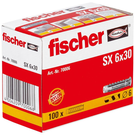 Chevilles Fischer Type SX 6 x 30 - Boîte de 100 pcs