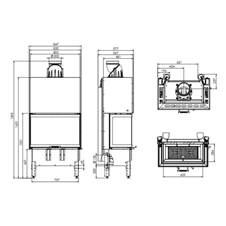 Insert à bois Hitze Trinity 80x35x53.G