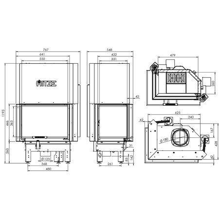 Insert à bois Hitze Albero AL9LG.H-D/BB décor béton noir