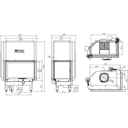 Insert à bois Hitze Albero AL14RG.H-D/BB décor béton noir