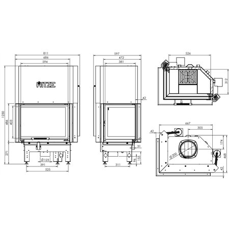 Insert à bois Hitze Albero AL11LG.H-D/BB décor béton noir