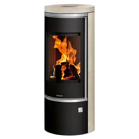 Poêle à bois Oranier CORSO 2.0 Acier Noir  et  Habillage Pierre Crème
