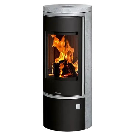 Poêle à bois Oranier CORSO 2.0 Acier Noir  et  Habillage Pierre Ollaire