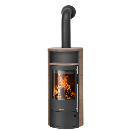 Poêle à bois POLAR NEO 8 Porte Fonte Noire    et  Habillage Céramique Grappa