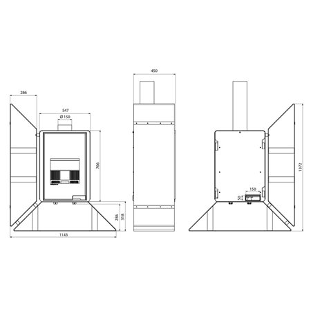 Poêle à bois Skü Värme Deluxe KAMPA Gauche noir