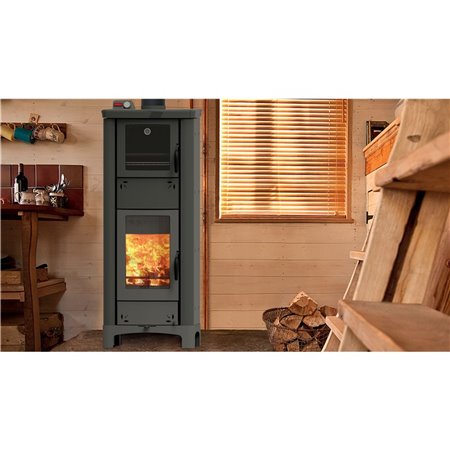 Poêle à bois hydro Thermorossi Ardhea-F EVO5 Easy gris anthracite avec four