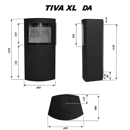 Poêle à bois Skanderborg TIVA XL DA Acier Noir