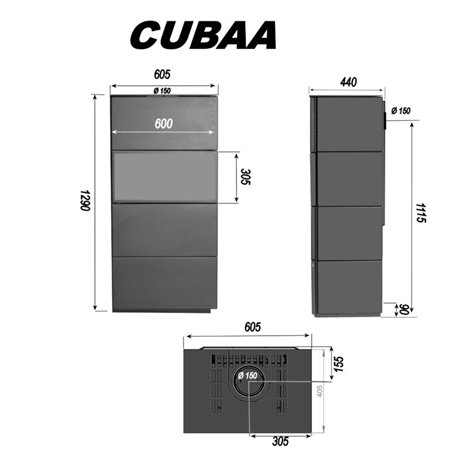Poêle à bois Skanderborg CUBAA Acier Noir