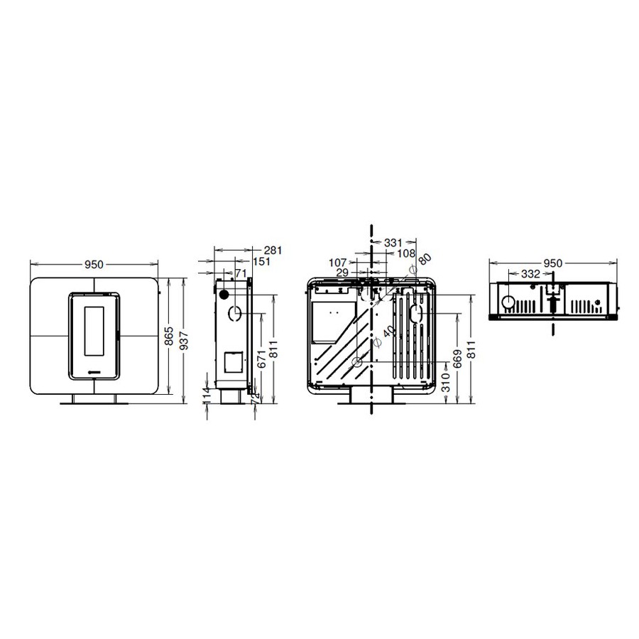 Poêle à pellets canalisable SlimQuadro 9 Grès Graphite