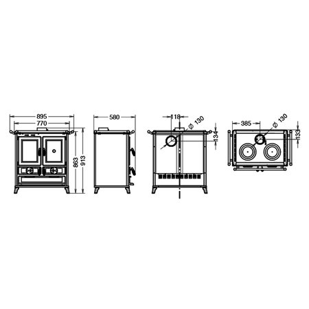 Cuisinière à bois Thermorossi Klaretta Evo gris anthracite