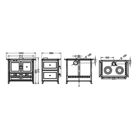 Cuisinière à bois Thermorossi Viola Evo bordeaux