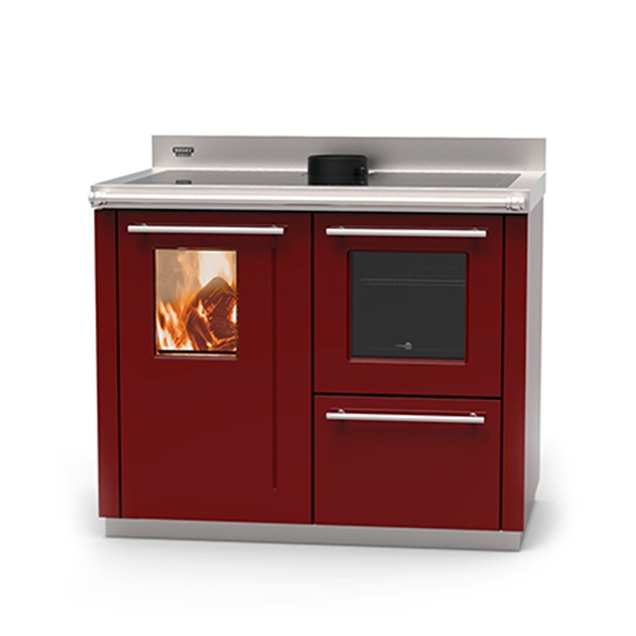 Cuisinière à bois BOSKY F30 Square EVO5 “Prêt à démarrer” Bordeaux