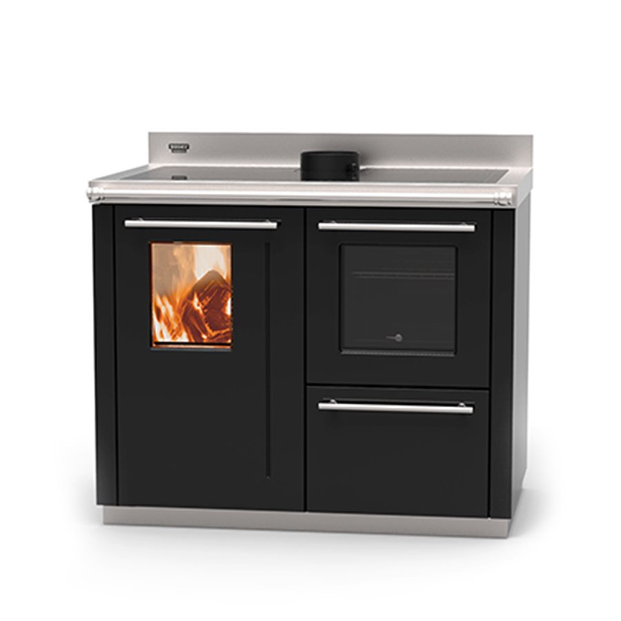 Cuisinière à bois BOSKY F30 Square EVO5 “Prêt à démarrer” Gris