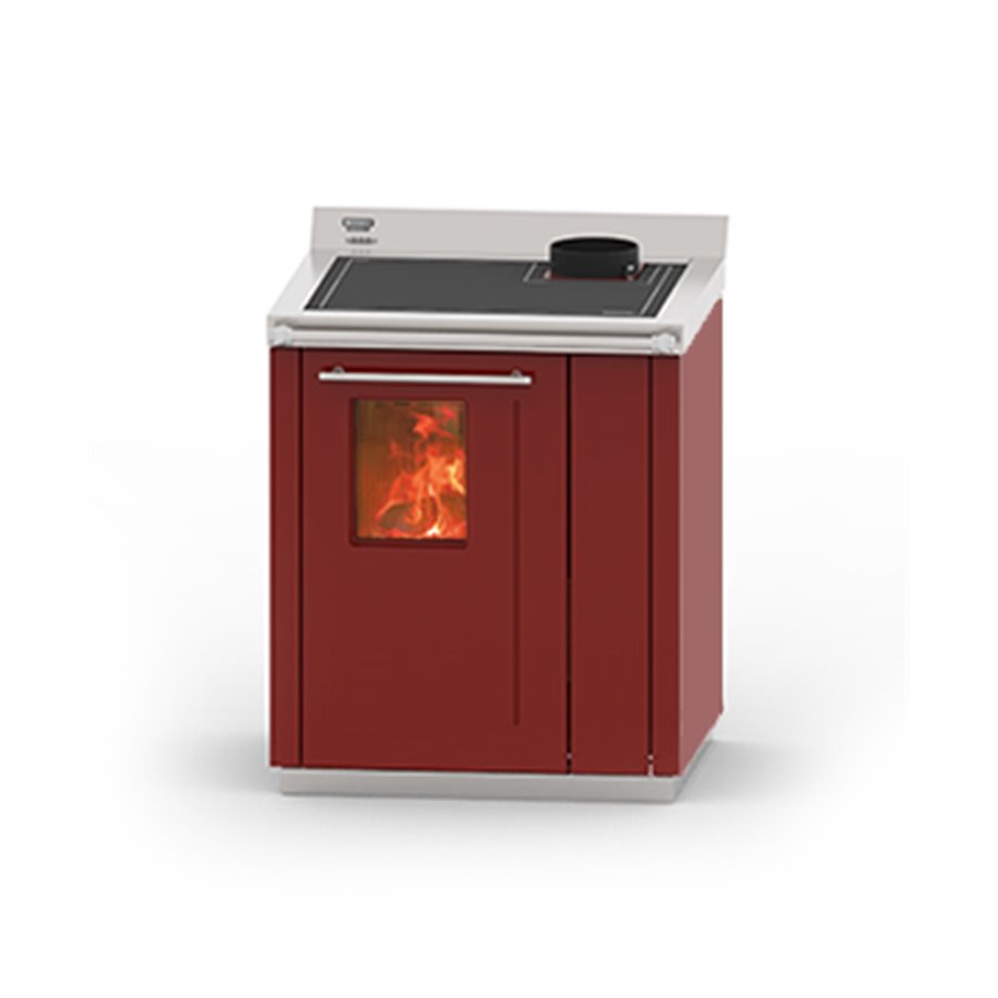 Cuisinière à bois hydro Bosky 30 Square EVO5 “Prêt à démarrer” Bordeaux