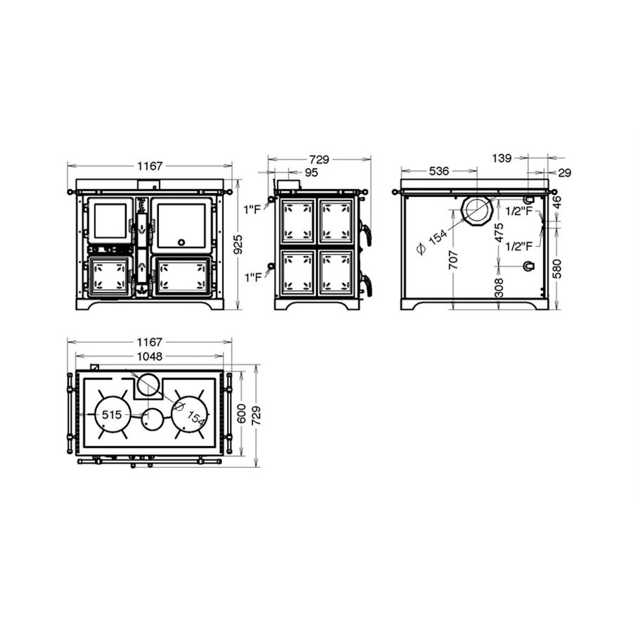 Cuisinière à bois hydro Bosky Country F-30 EVO Fiori Cuir