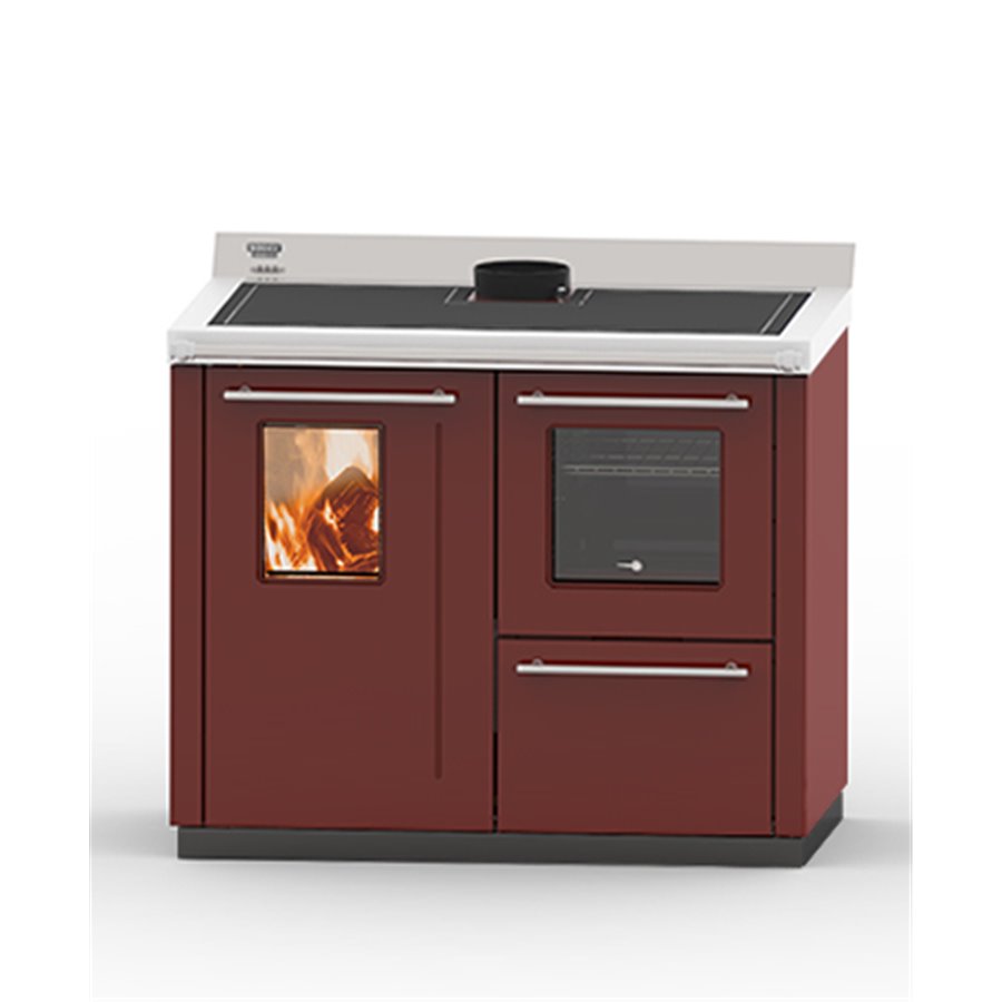 Cuisinière à bois hydro Bosky F30 Square EVO5 Bordeaux